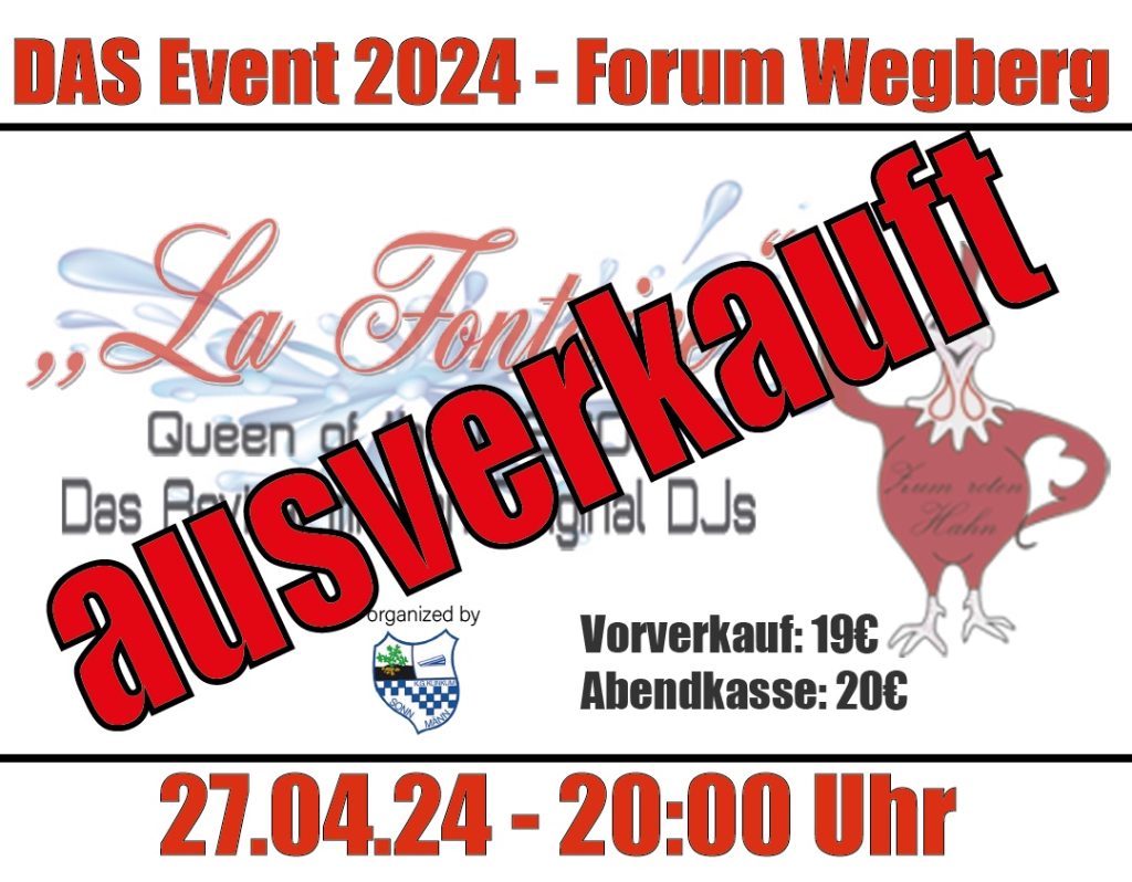 La Fontaine Party 2024 im Forum Wegberg ist ausverkauft