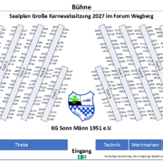 Saalplan Karnevalssitzung 2027 im Forum Wegberg